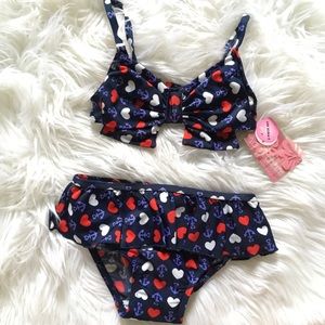 NWT 2T Joe Boxer Heart Print Ruffle Sailor Bikini